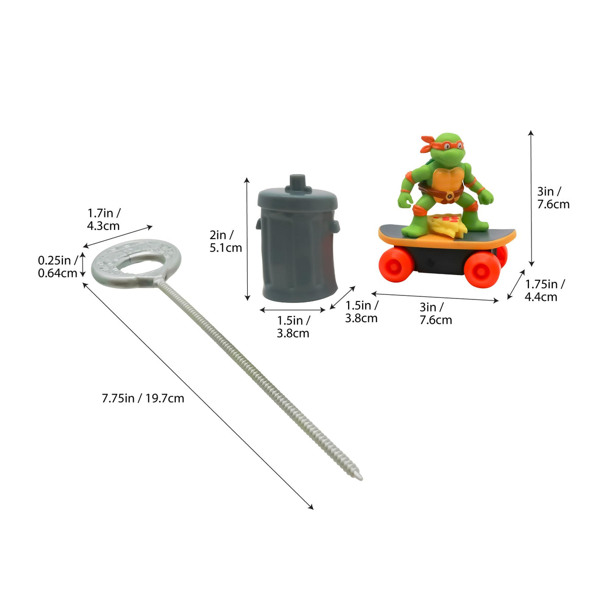 TMNT Switch Kick Skater Donatello lands safely thanks to gyro stabilization.