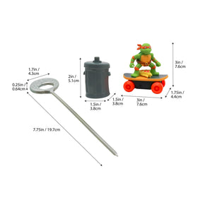 TMNT Switch Kick Skater Donatello lands safely thanks to gyro stabilization.