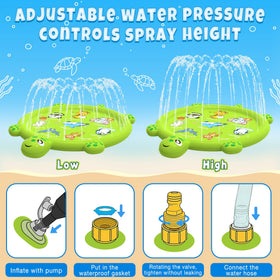 tmstorys 67-inch water mat provides a large splash area for shared backyard fun.