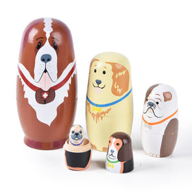 Tngan nesting dolls dog figure—playful stacking toy for imaginative play and early learning.