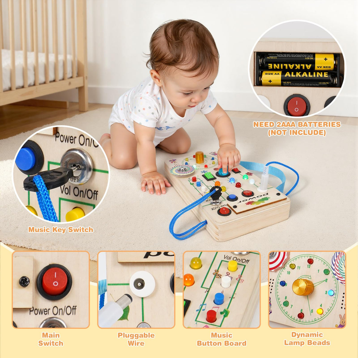 TNYI busy board smooth wood edges ensuring safe exploration