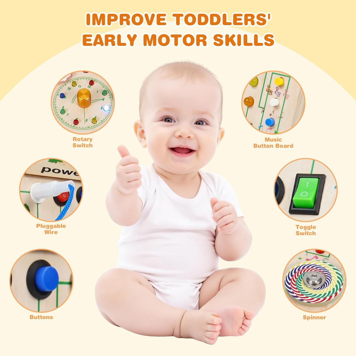 TNYI busy board spinning clock face for visual tracking play