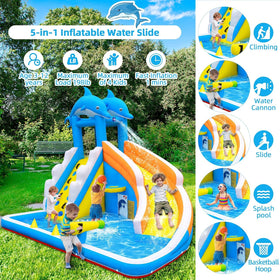 TOAOB water slide climbing wall view, side shot showcasing adventure-ready equipment for active play.