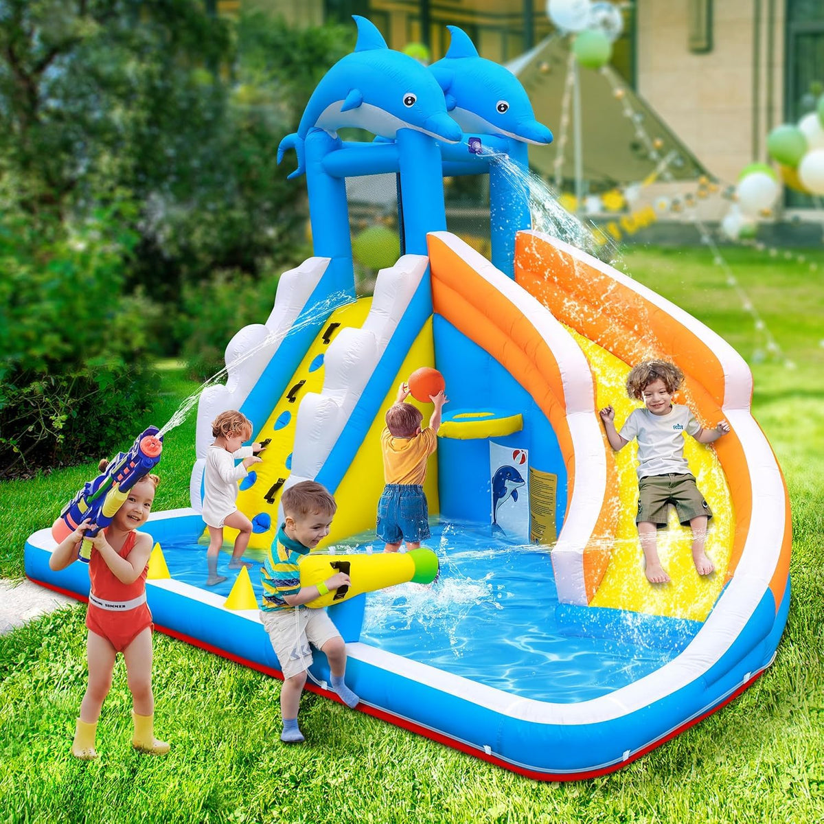 TOAOB water cannon splash pool action shot, highlighting splashy play moments.