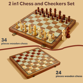 Tobaisaa foldable chess board with built-in storage keeps pieces secure during travel