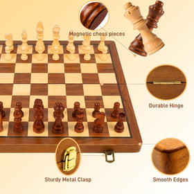 Tobaisaa magnetic chess pieces and checkers stay in place during games
