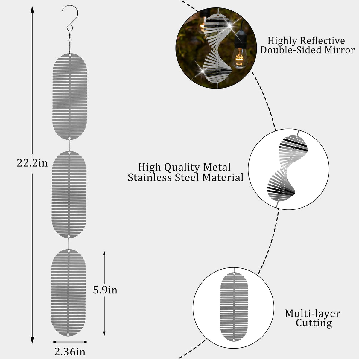 ToBeAce twelve double-sided mirror discs provide bright reflections from multiple angles.