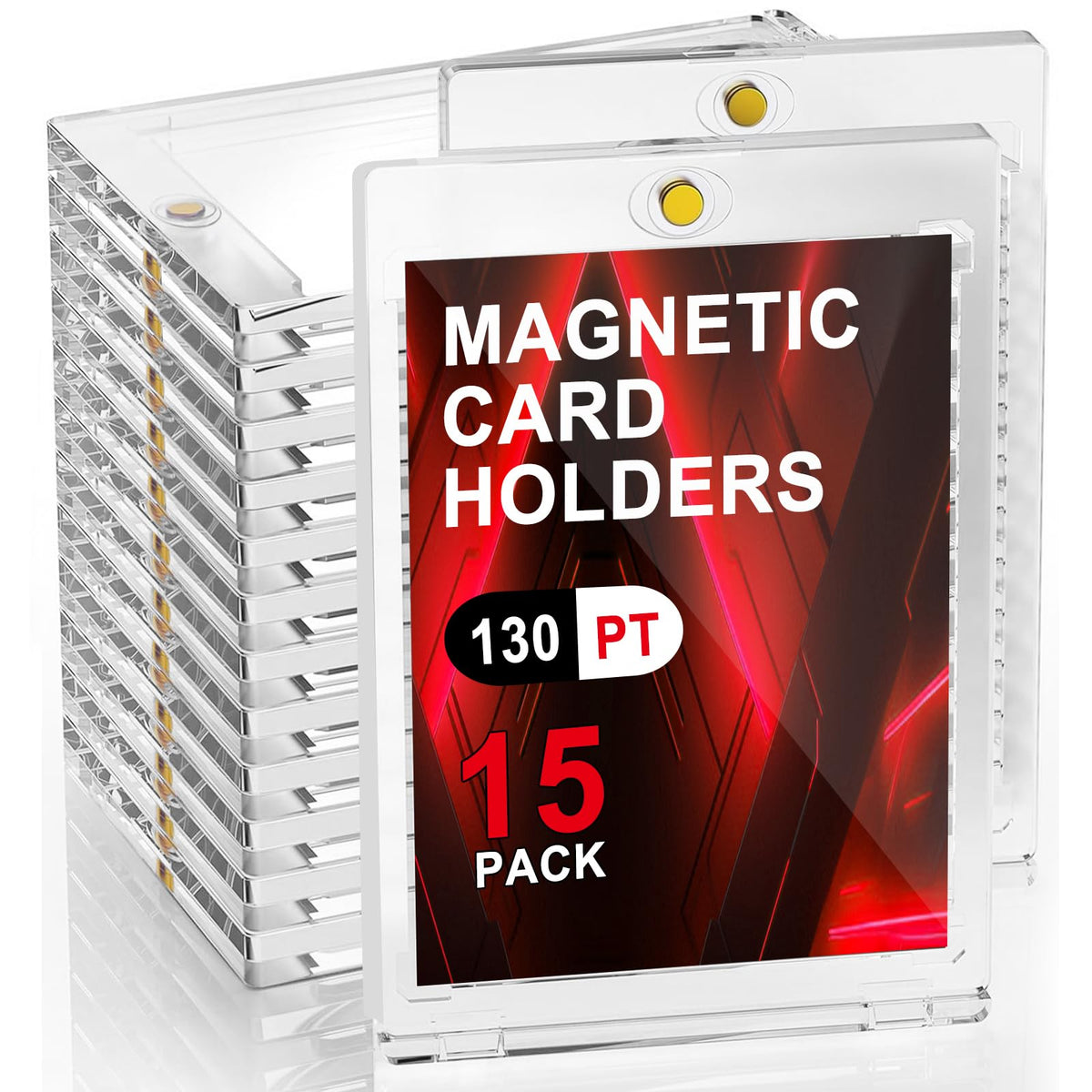ToBeAce 130pt magnetic card holder with inner dimensions shown for precise fit and visibility
