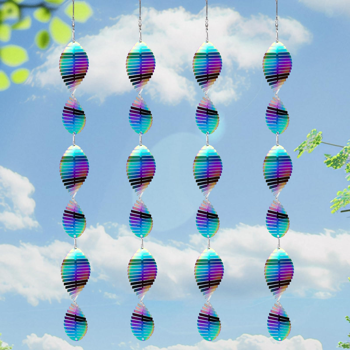 ToBeAce rainbow 3D wind spinner outer view with sunlight reflections for garden decor.