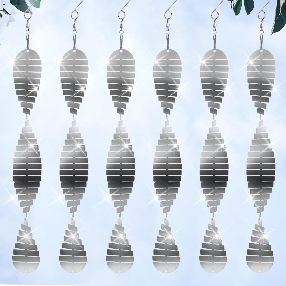 ToBeAce stainless steel bird deterrents outdoor wind spinners reflect sunlight to deter pigeons.