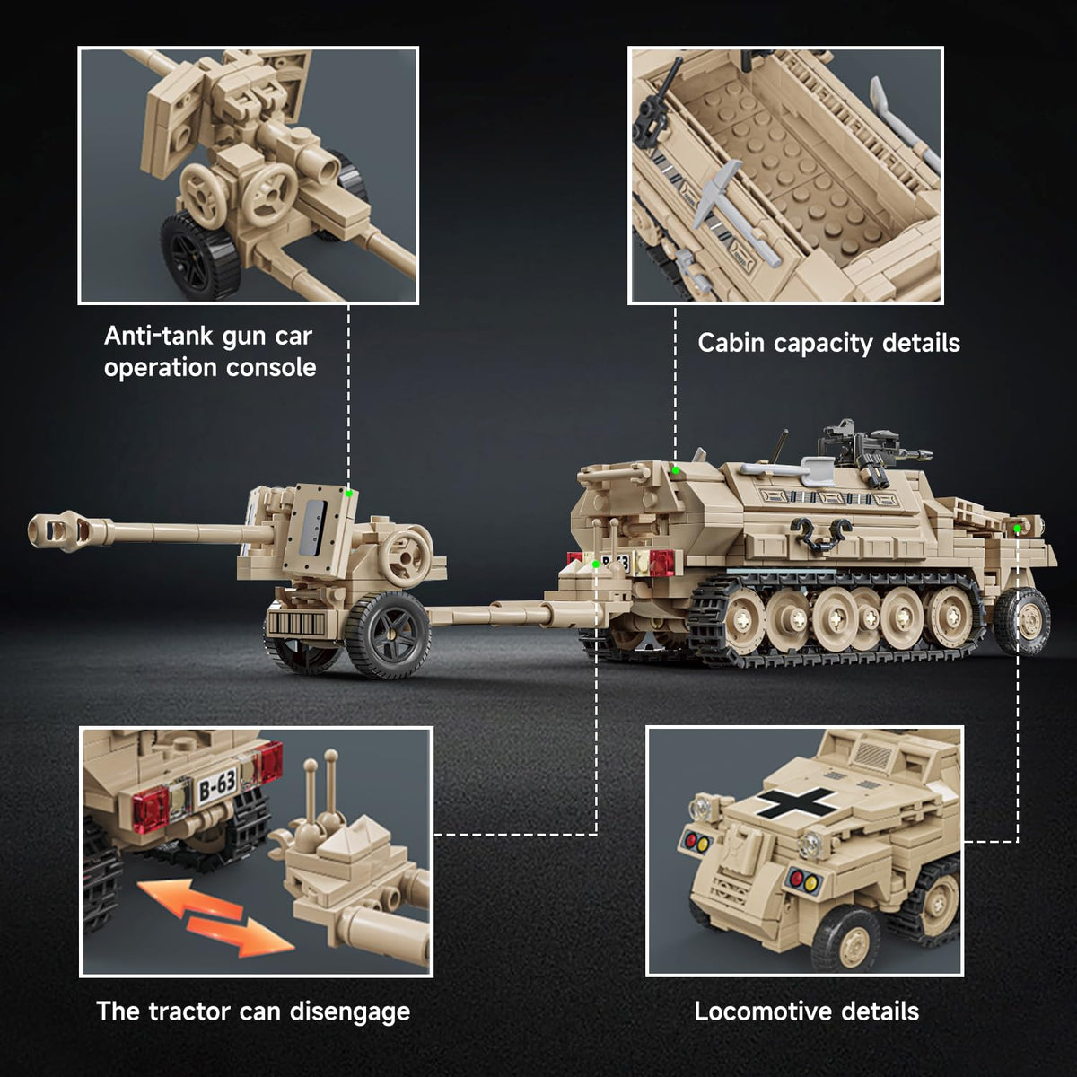 Tobocoy Halftrack rolling treads, smooth movement for immersive action scenes.