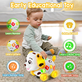 ToddlerCley crawling puppy moves with colors and tunes