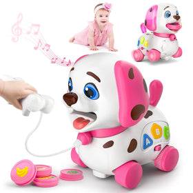 ToddlerCley 4-in-1 Musical Puppy Toy front view with bright lights for curious babies