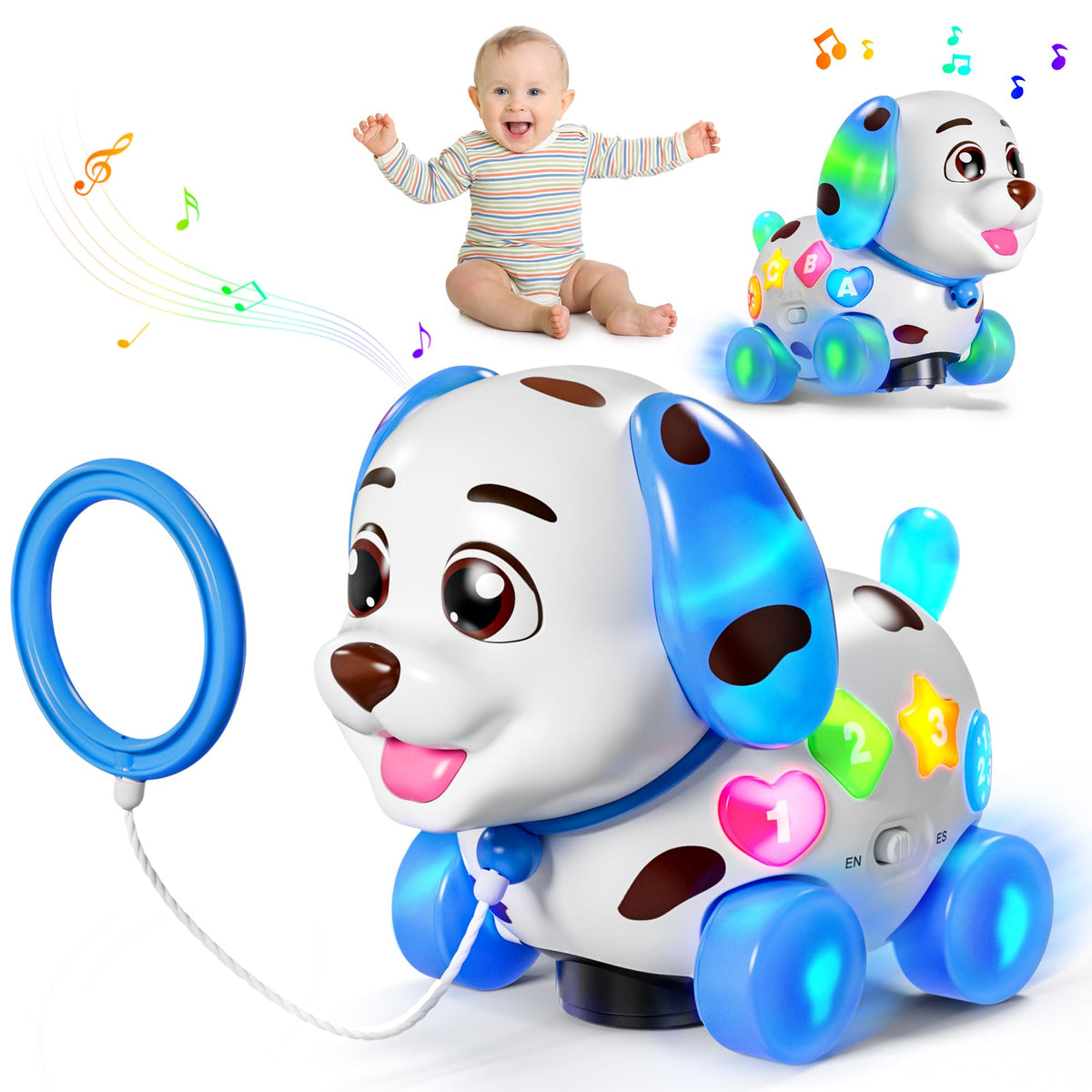ToddlerCley musical puppy toy with lights enhances auditory and visual learning