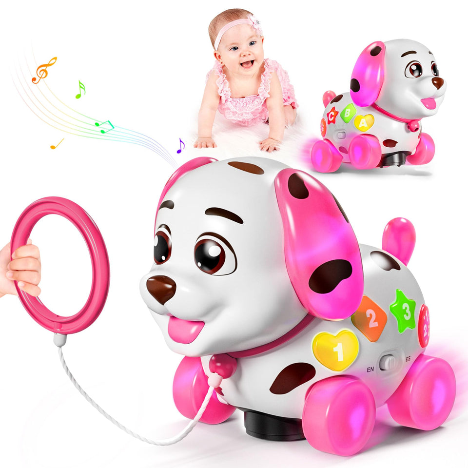 ToddlerCley musical-puppy-toy engages toddlers with lights and tunes.