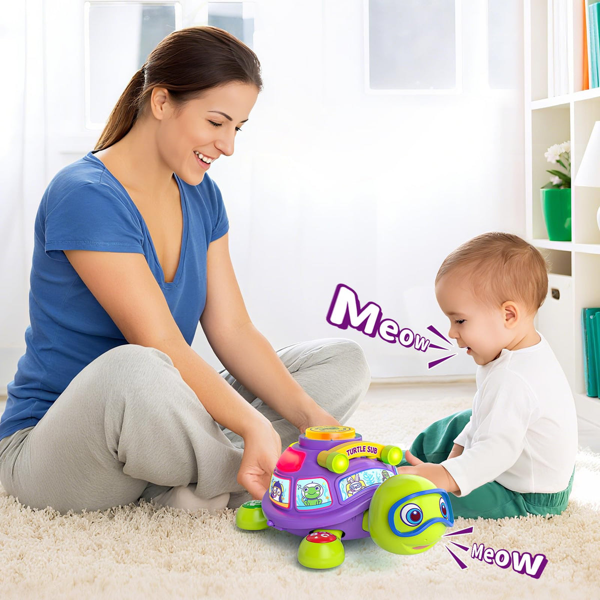 ToddlerCley musical turtle toy bilingual-learning mode supports early language exposure