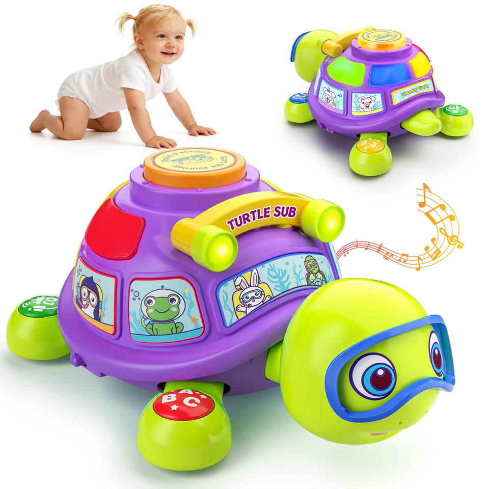 ToddlerCley musical turtle toy front lights attract baby during playtime
