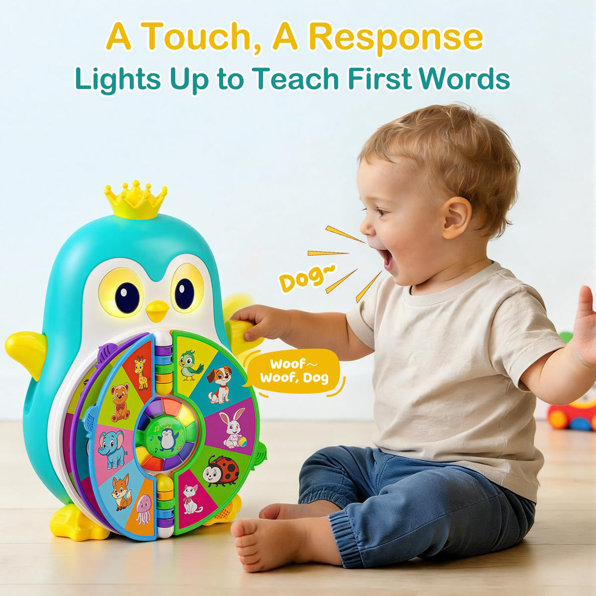 ToddlerCley penguin wing light game invites hands-on discovery with lights and sounds.