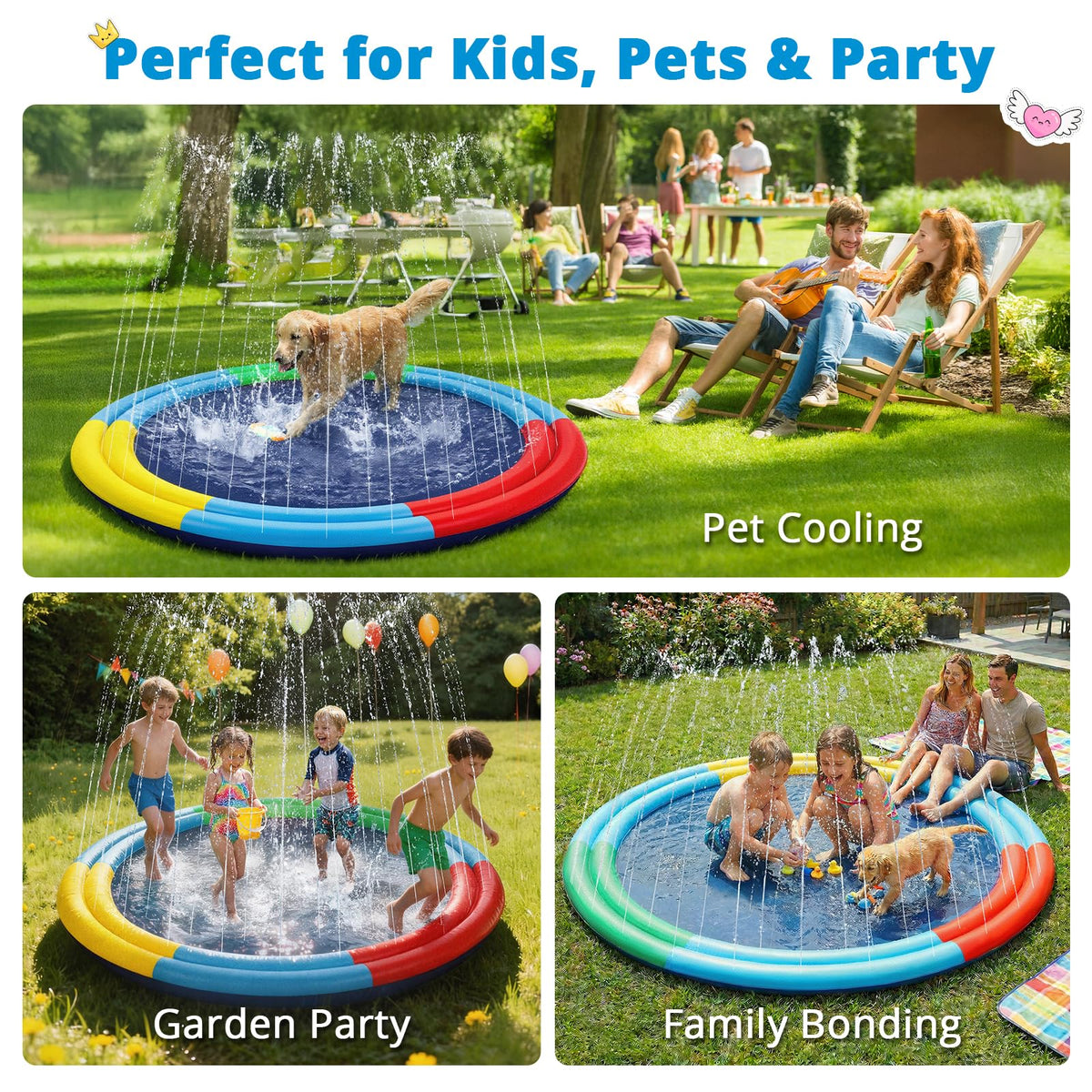 ToddlerCley Splash Pad setup using a standard garden hose, tool-free.
