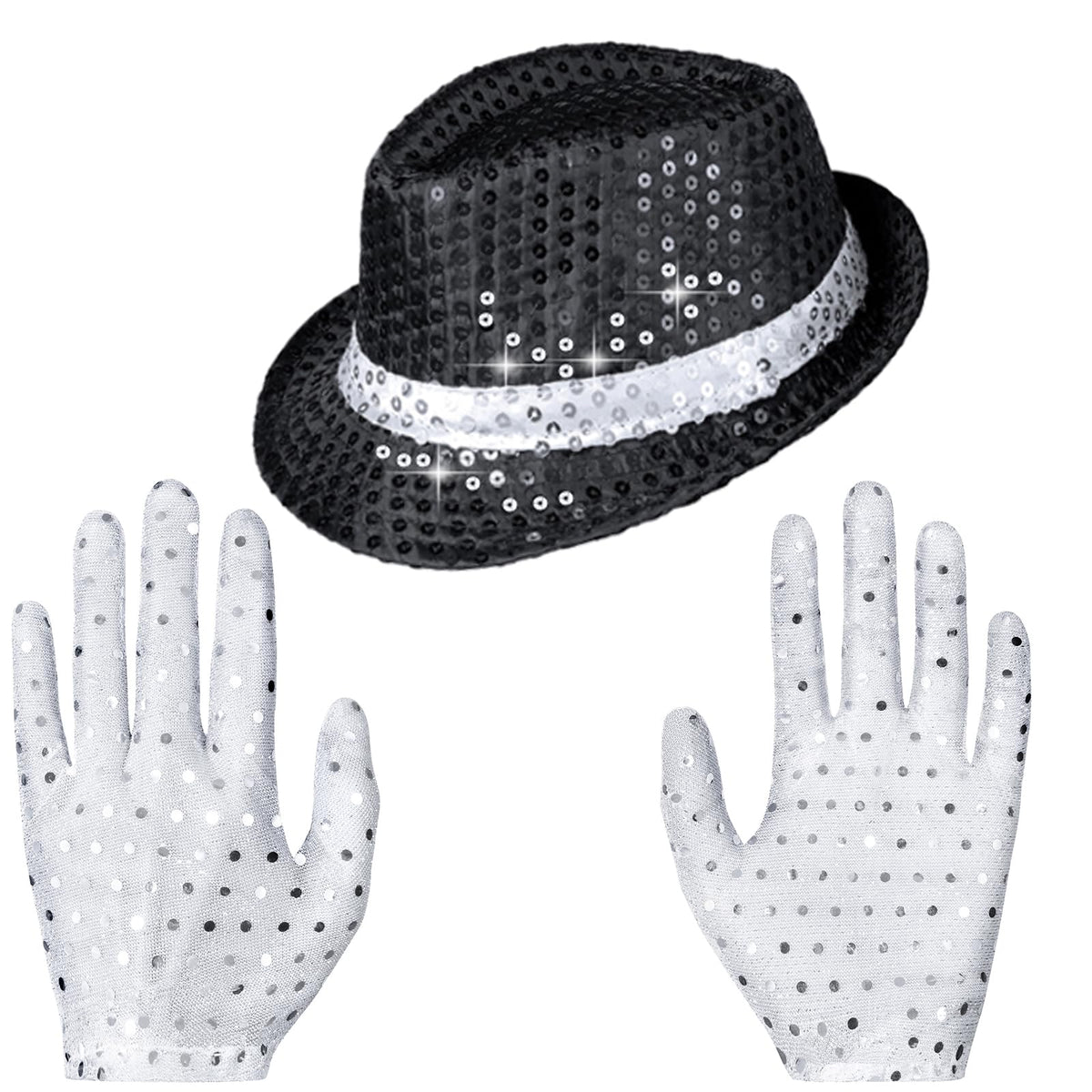TOGROP Dance Star white sequin gloves add authentic performance flair