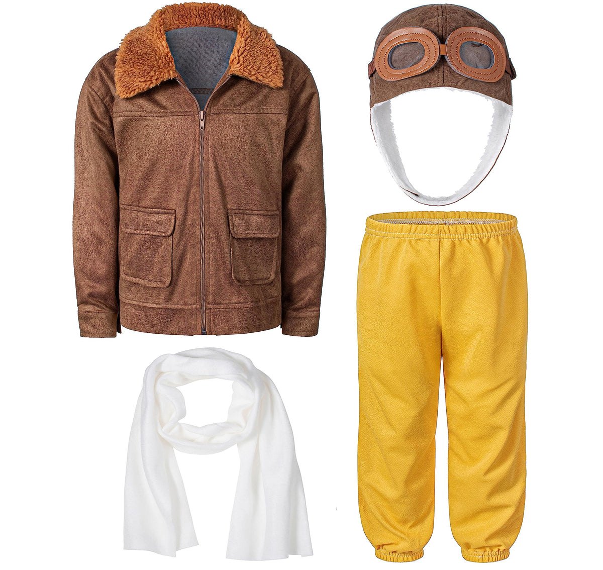 TOGROP pilot aviator hat in brown, glasses for an authentic look.