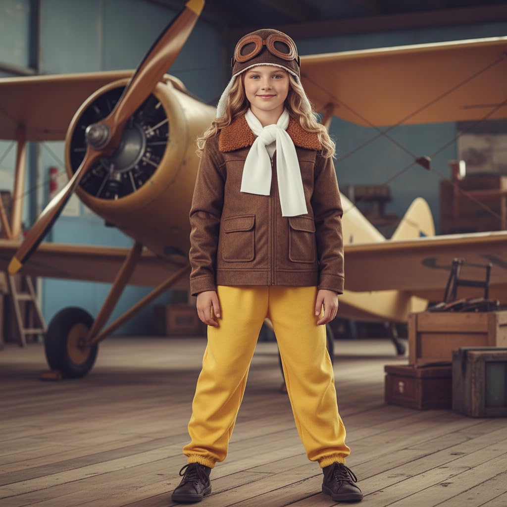 TOGROP pilot aviator pants in brown, comfortable fit for active play.