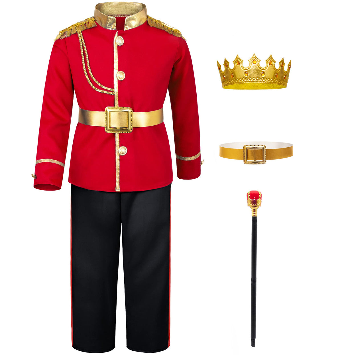 TOGROP Prince Charming costume top with golden buttons for a regal look and durable wear
