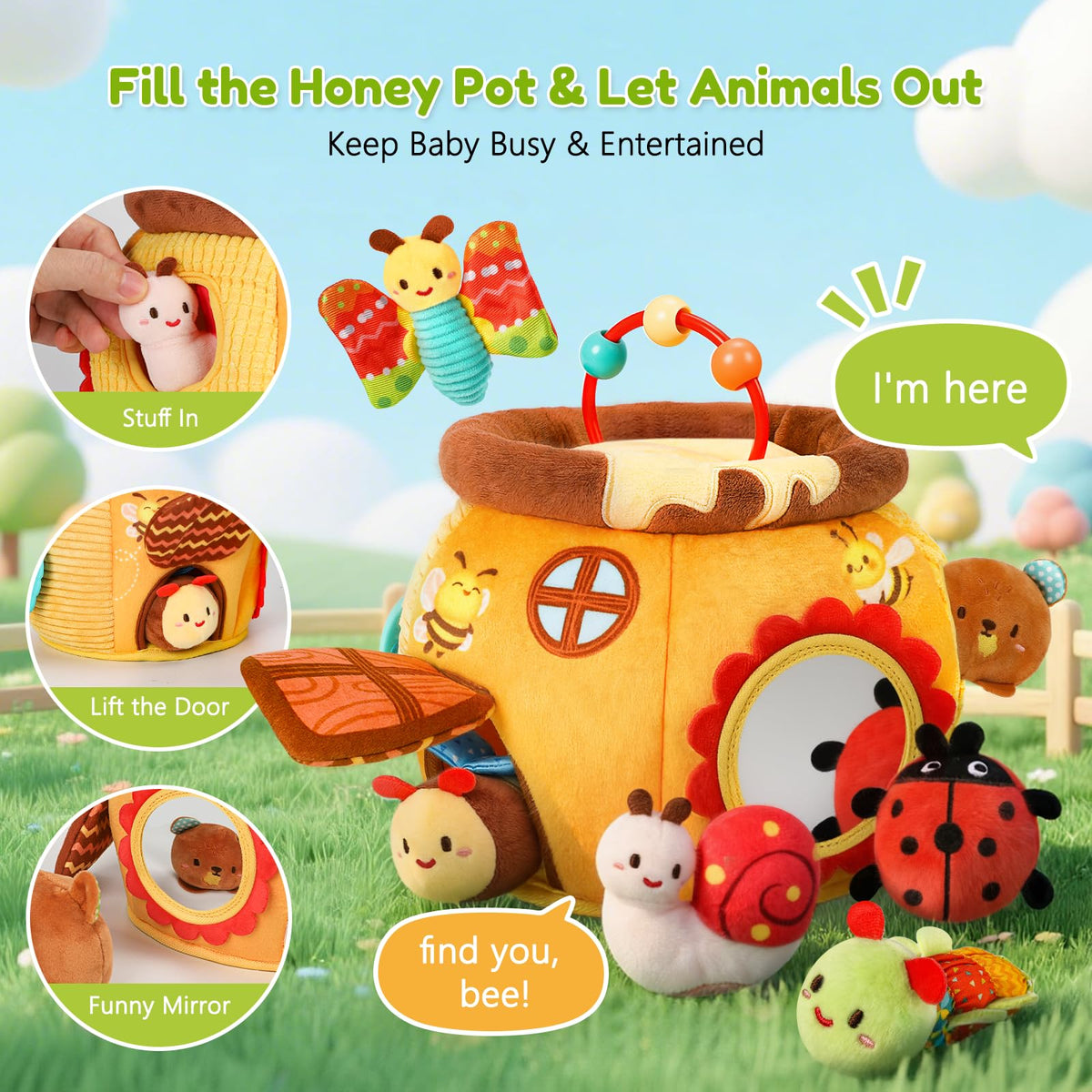 TOHIBEE teether and textures soothe teething during playtime.