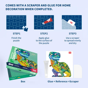 Toi dinosaur floor puzzle: glue included for decorating after completion.