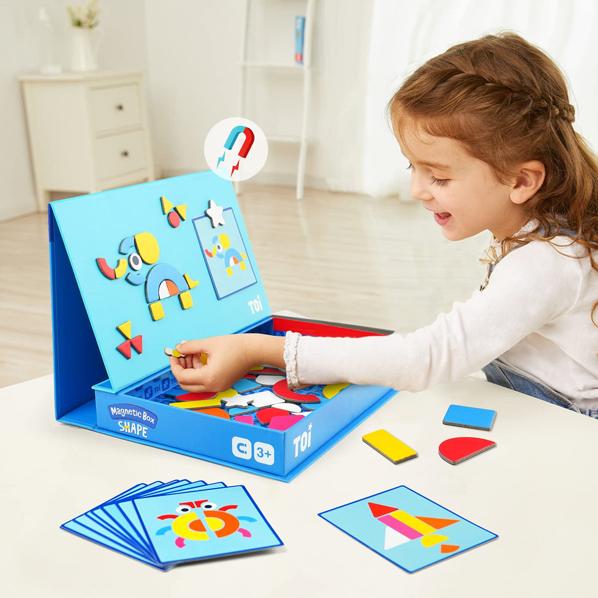 Toi reference cards with magnetic puzzles for pattern matching