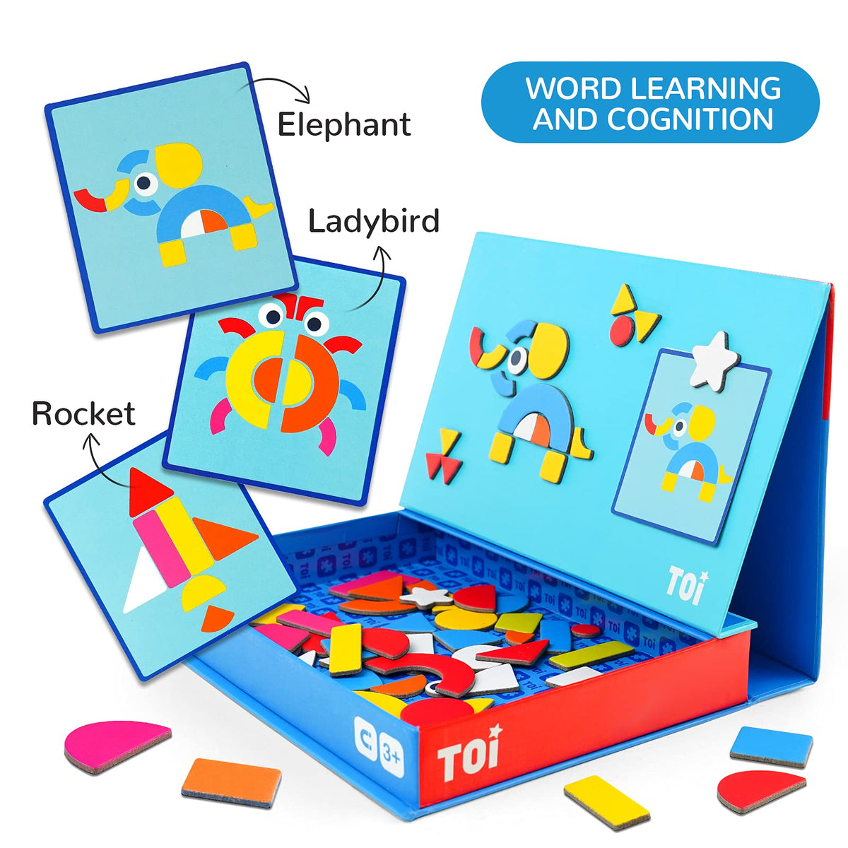 Toi color and shape matching puzzles on the board