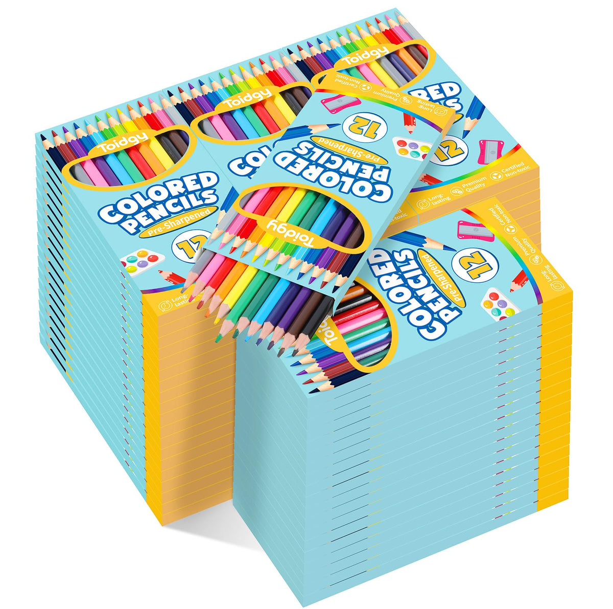 Toidgy 1152-count colored pencils bulk for classrooms, ready for large art projects.