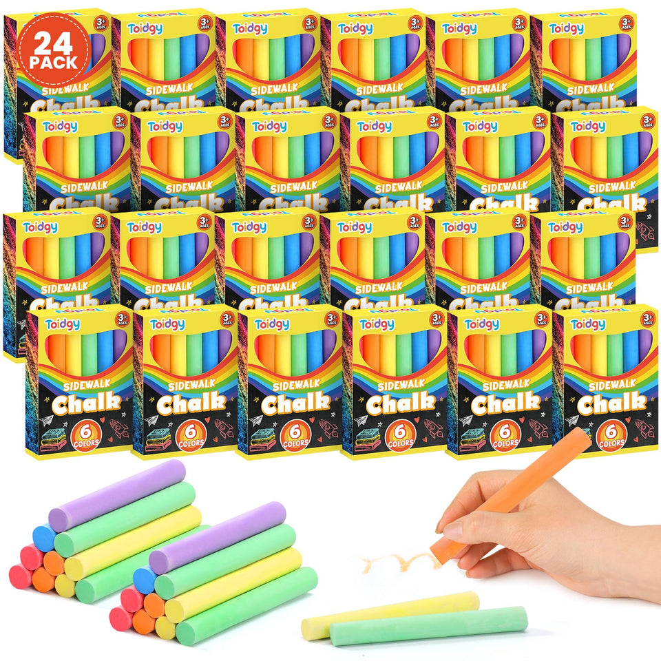 Toidgy mini chalk set 24-boxes, ideal for classroom prizes and party favors.