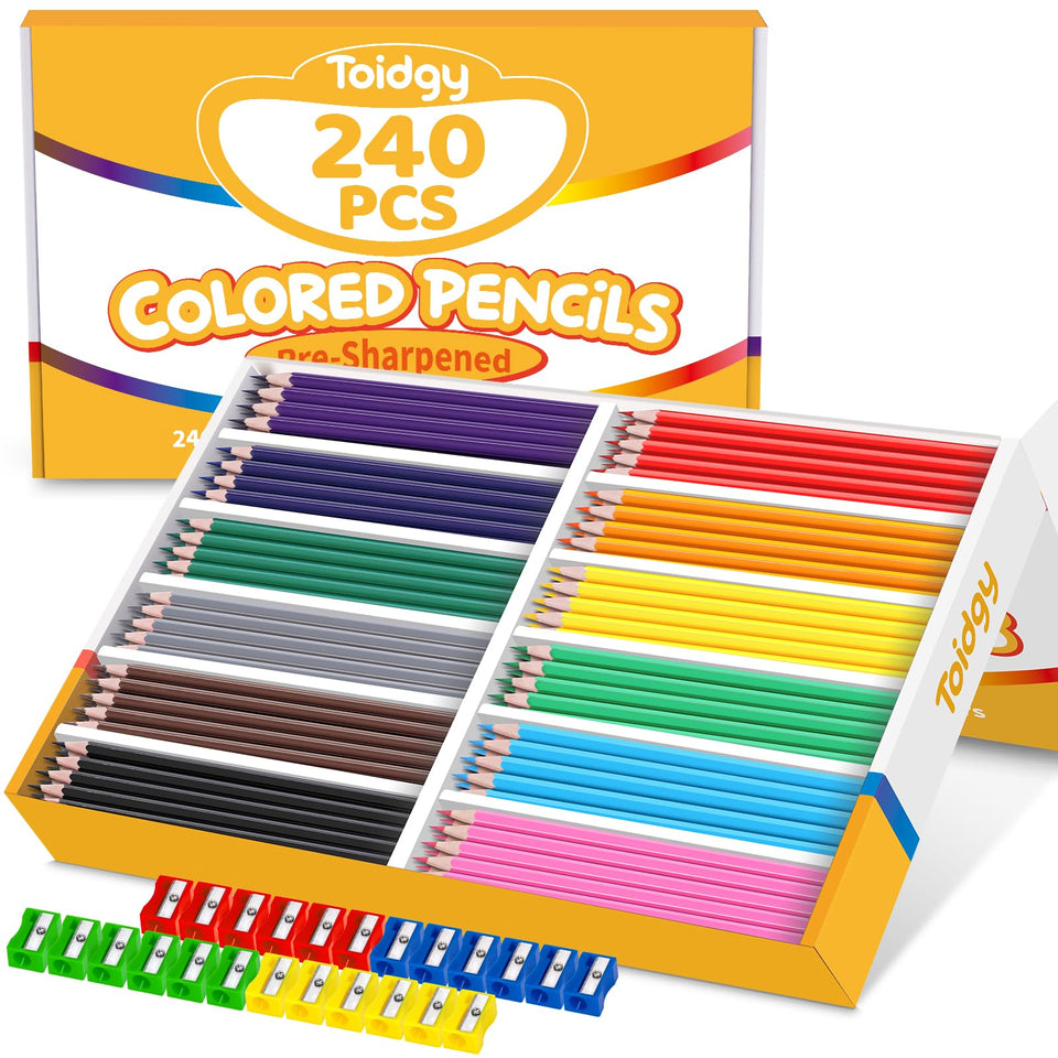 Toidgy 240-pack colored pencils bulk for classrooms supports group art projects