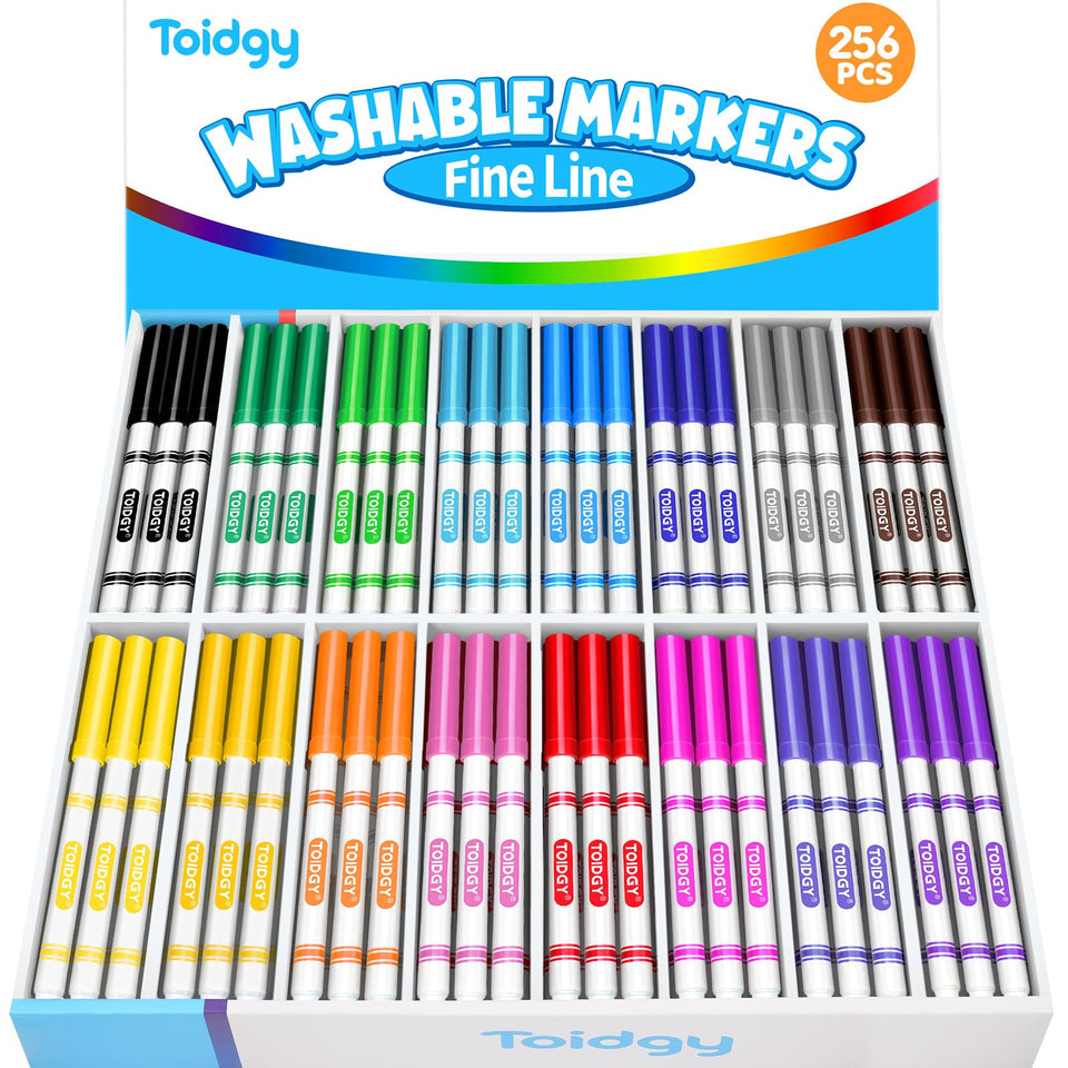 Toidgy 256-pcs washable markers with color burst for classroom projects