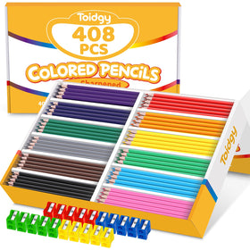Toidgy 408-pack colored pencils bulk for vibrant classroom artwork and creative projects.