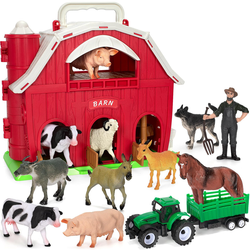 Toidgy big red barn playset for imaginative farm role play and hands-on learning.