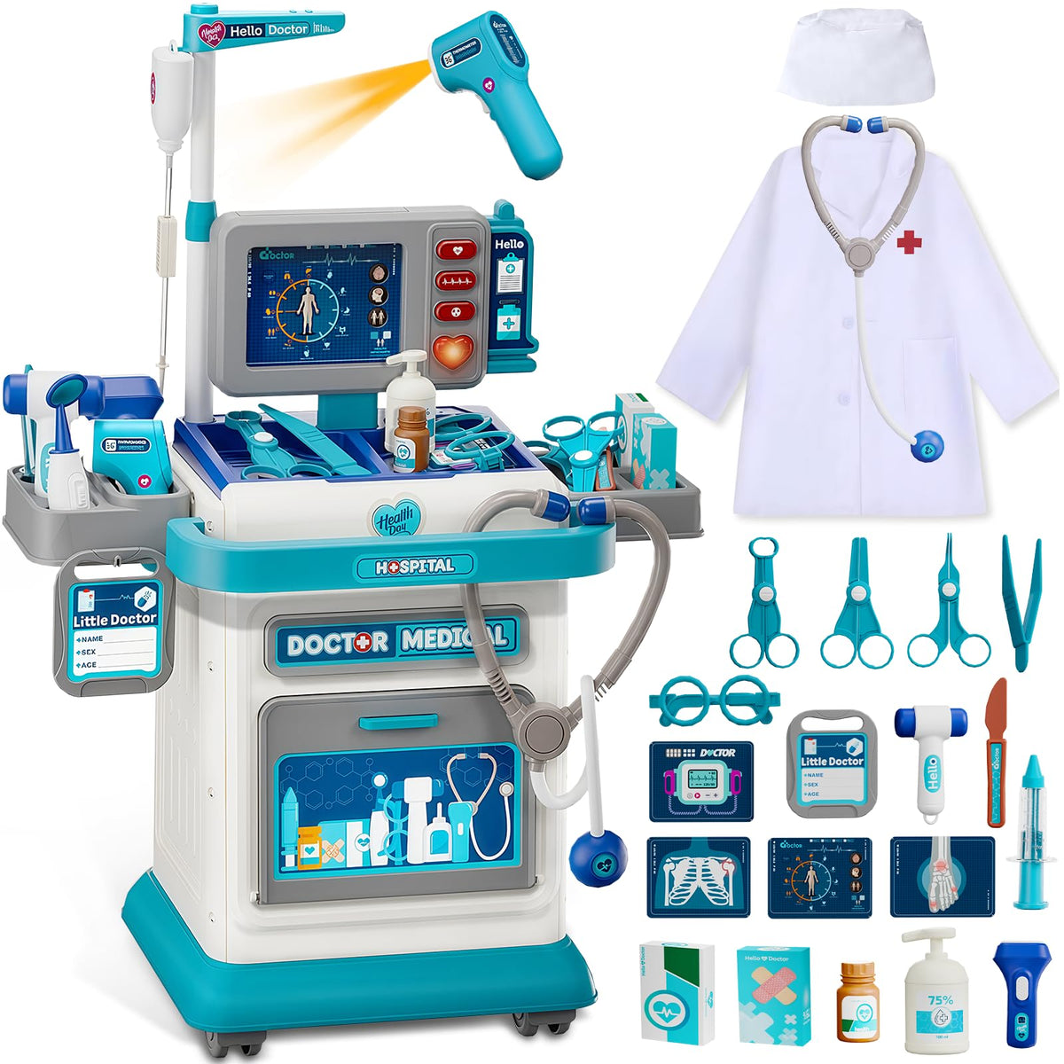 Toidgy Doctor Kit toddlers cart in use for imaginative play and organization