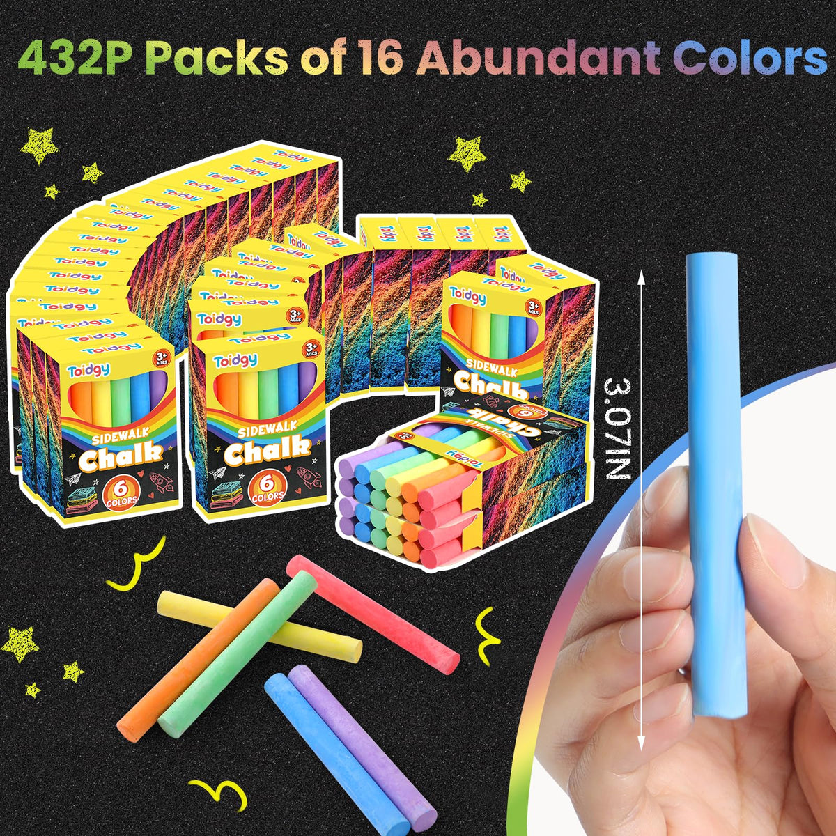 Toidgy mini chalk set color palette, washable sticks for mess-free creativity