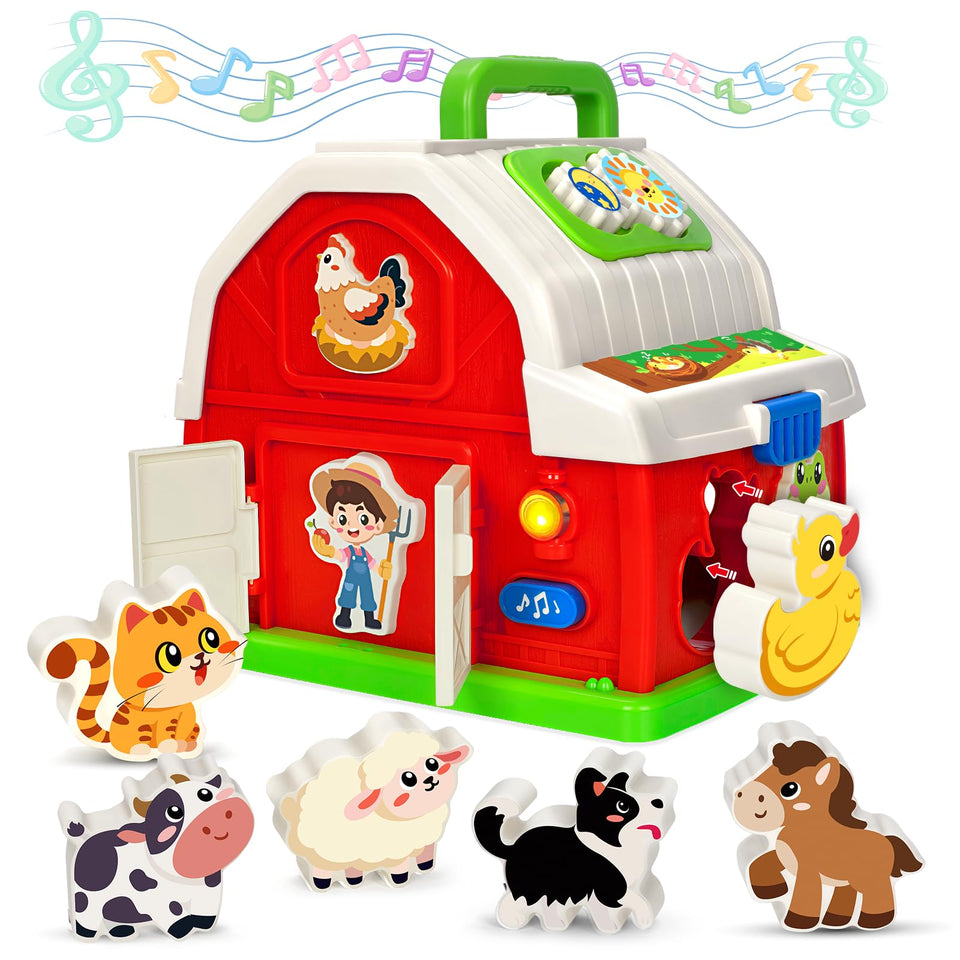 Toidgy Montessori farm barn toy with interactive sounds for toddlers.