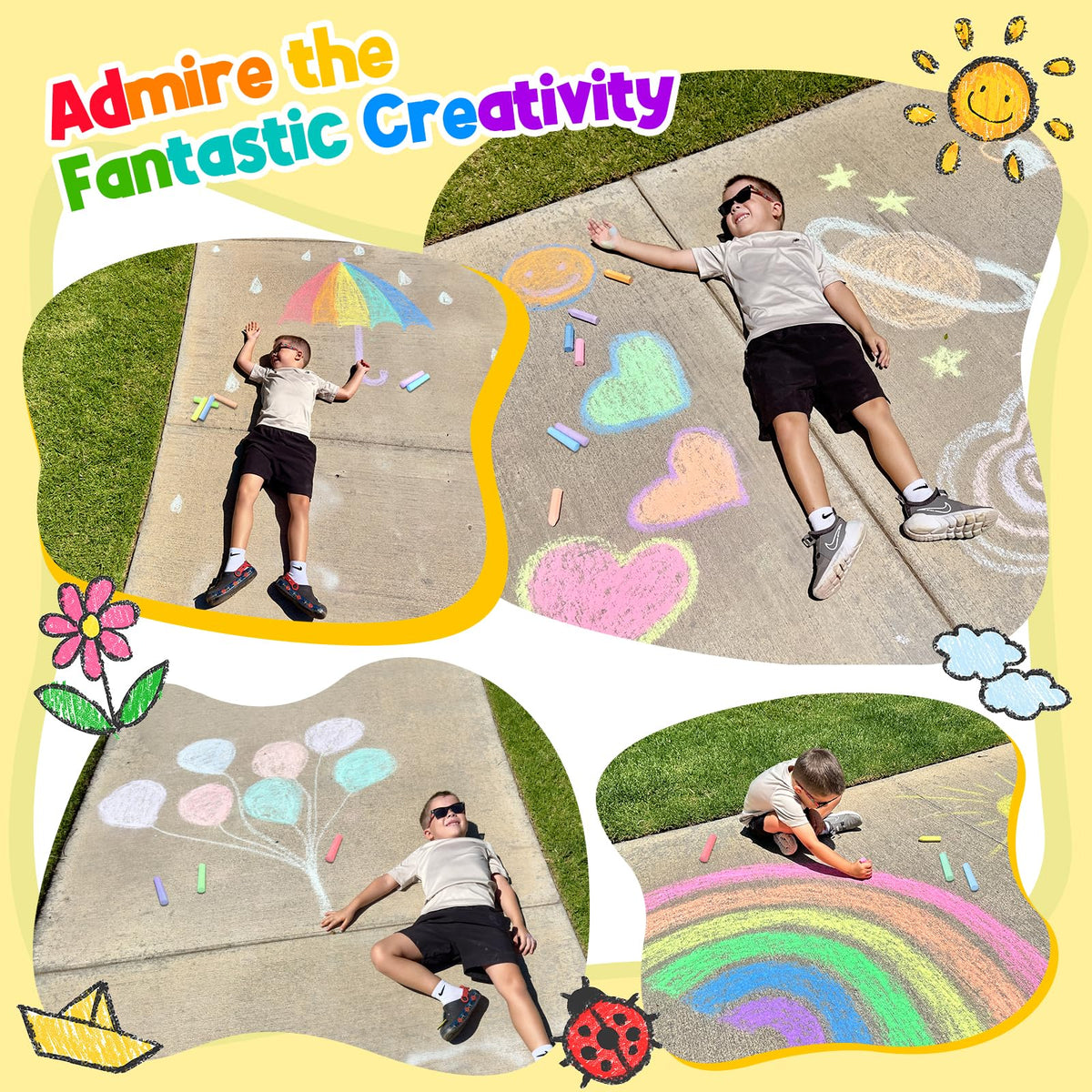 Toidgy sidewalk art washes off surfaces reducing mess during play.