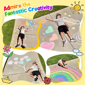 Toidgy sidewalk art washes off surfaces reducing mess during play.