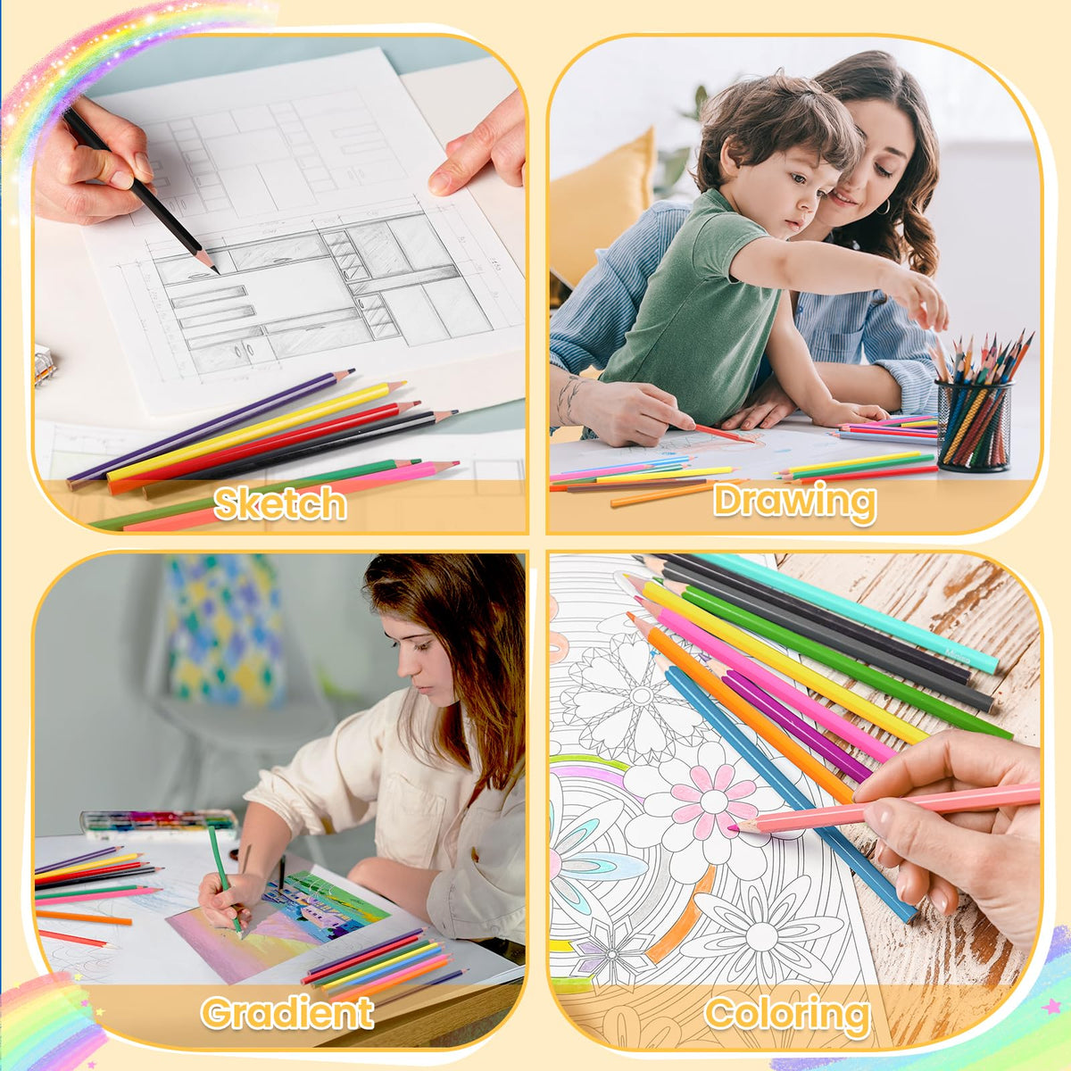 Toidgy safety non-toxic wood pencils with comfortable grip for young artists
