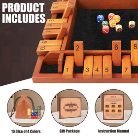 Toidgy Shut The Box shows four players enjoying a social dice game.