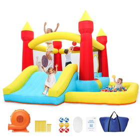 Toiyjofe bounce house with slide front view for active indoor or outdoor fun