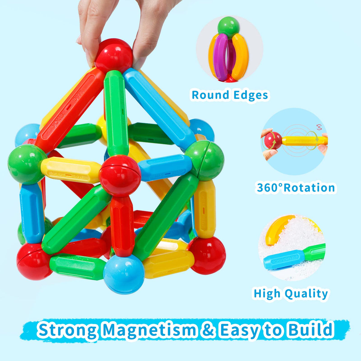 TOKBLOK durable ABS plastic magnets ensure safe, lasting play