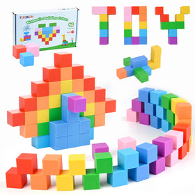 TOKBLOK magnetic blocks in rainbow colors for creative building and STEM exploration.