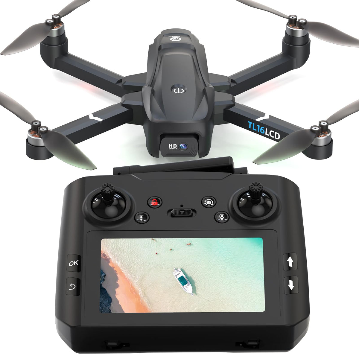 Tolatoyus Drones 4K camera view for crisp aerial footage.