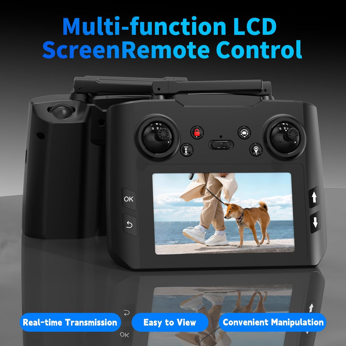 Tolatoyus Drones LCD FPV display shows live footage during flight.