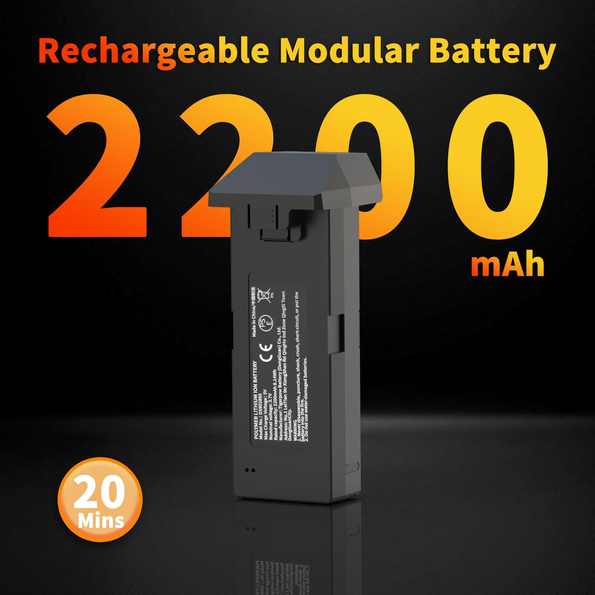 Tolatoyus TL16LCD battery with USB charging cable for flexible recharging.